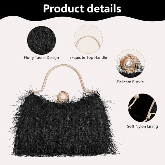 Women's Evening Handbag Clutch Purse Shoulder Bag for Weddings and Parties - Picture 4 of 7